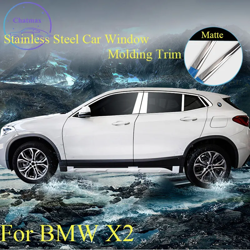 

Stainless Steel Bar Car Window Molding Trim for BMW X2 Car Door Window Edge Mid Pillar Bright Strip Decoration Accessories