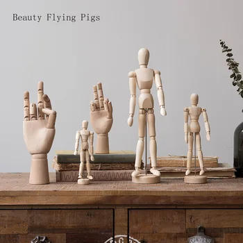 

Creative wood man joint hand model sketch model clothing shop decoration art home living room bedroom decoration supplies