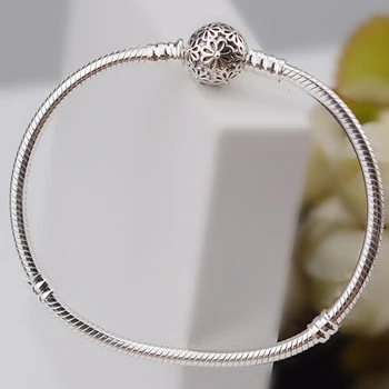 

High Quality Original 925 Sterling Silver Classic Bracelet with Original Engraving Fit for DIY Charm Beads Woman Jewelry Gift