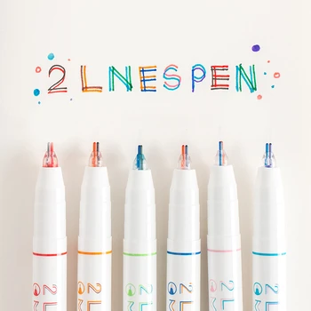 

2 lines pen set Double line water ink Red Blue color tip Art drawing liner scrapbooking 0.5mm Stationery Office School A6768