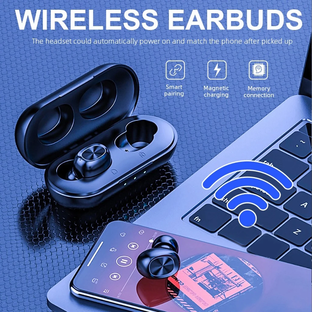 B5 Fingerprint Touch Bluetooth HiFi Wireless Headphones With Microphones charging box 5.0 Touch Control Earbuds Waterproof