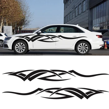 

Car Side Stickers Flame Pattern Waistline Stripe Sticker Racing Sports Decal Auto Vinyl Film Stickers Universal Car Accessories