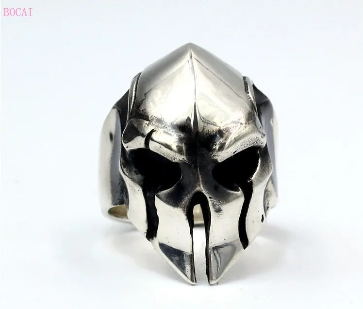 Новое кольцо в виде маски спартанского воина, Серебро s925 пробы, тайское серебро ручной работы, персонализированное Трендовое мужское кольцо для мужчин