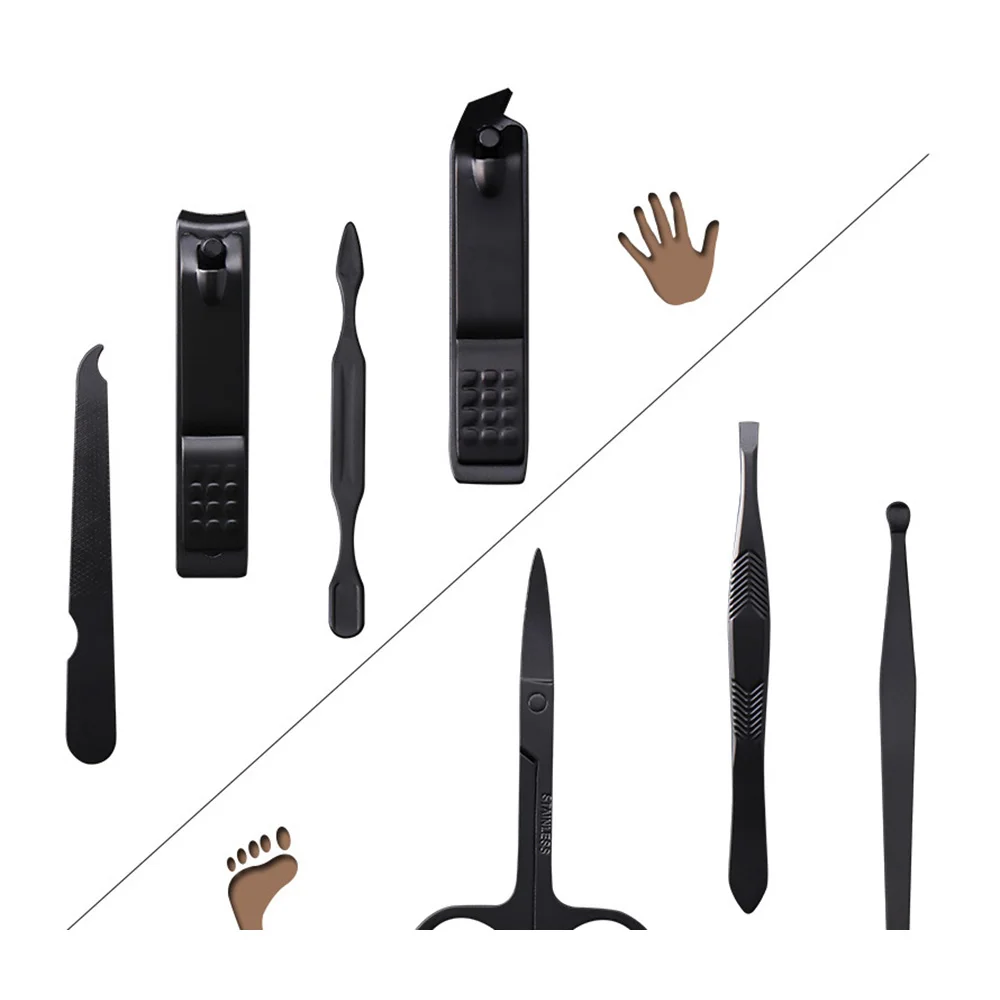 7-кусочная маникюрный набор черный лак для ногтей кусачки для ногтей Ножницы Инструменты для ногтей красоты ногтей инструменты