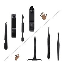 7-кусочная маникюрный набор черный лак для ногтей кусачки для ногтей Ножницы Инструменты для ногтей красоты ногтей инструменты