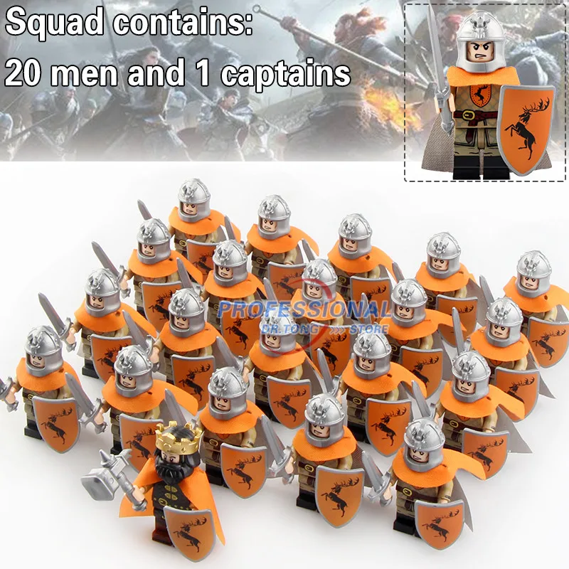 Online 21 piezas bloques de construcción Juego de tronos versión Mandon more Stark Lannister Selmy Ice y Fire Jimmy Lannister regalos Juguetes KT1029