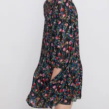 Оверплюс товаров, экспортируемых в Европу и США, осень, стиль, женская шелковистая драпировка с цветочным рисунком и вырезом лодочкой, рукав три четверти