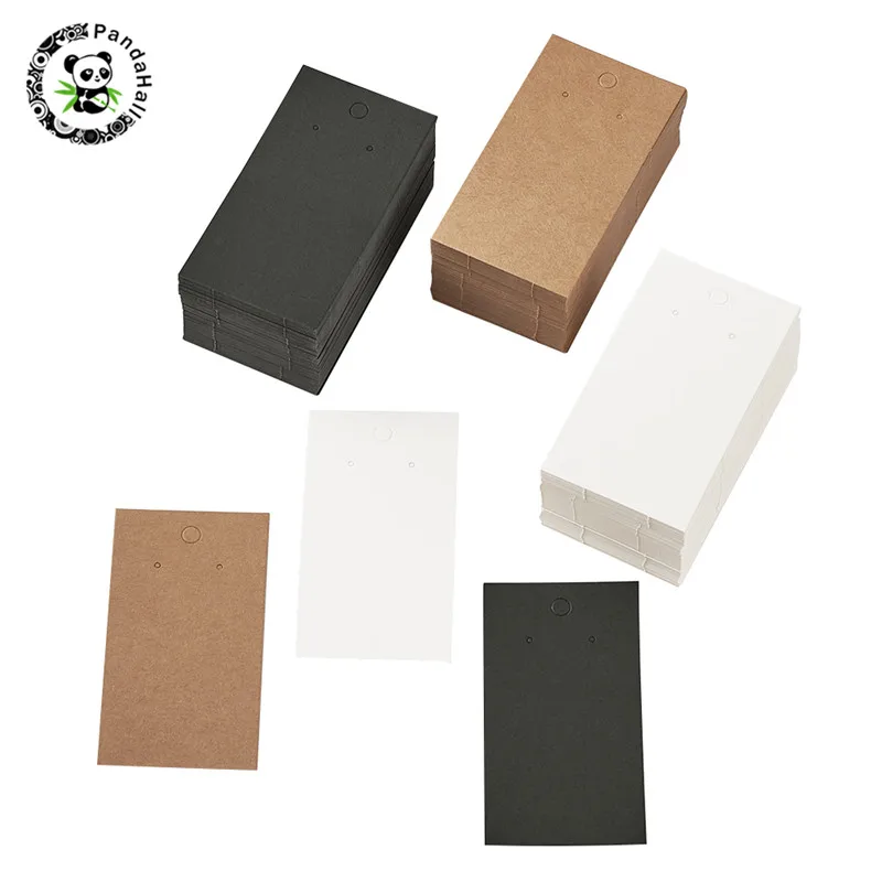 

pandahall 200/300 pcs/Set Paper Display Cards for Jewelry Findings Earrings Supplies 4 Colors 90x50x0.1mm Hole: 1~5mm