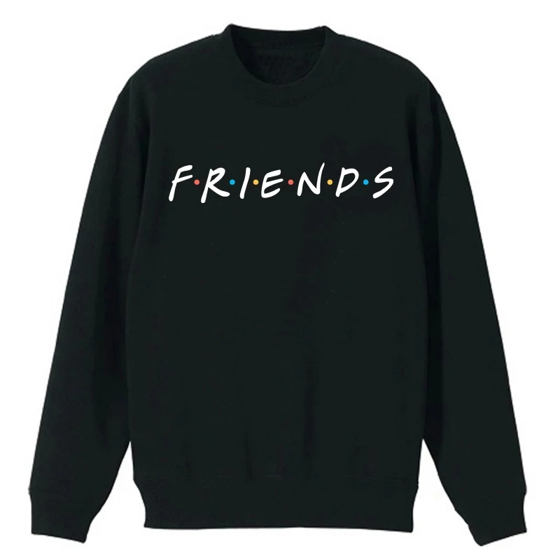 Женские толстовки с надписью «FRIENDS», осенне-зимние Утепленные пуловеры Harajuku sudaderas mujer с длинным рукавом - Цвет: Black
