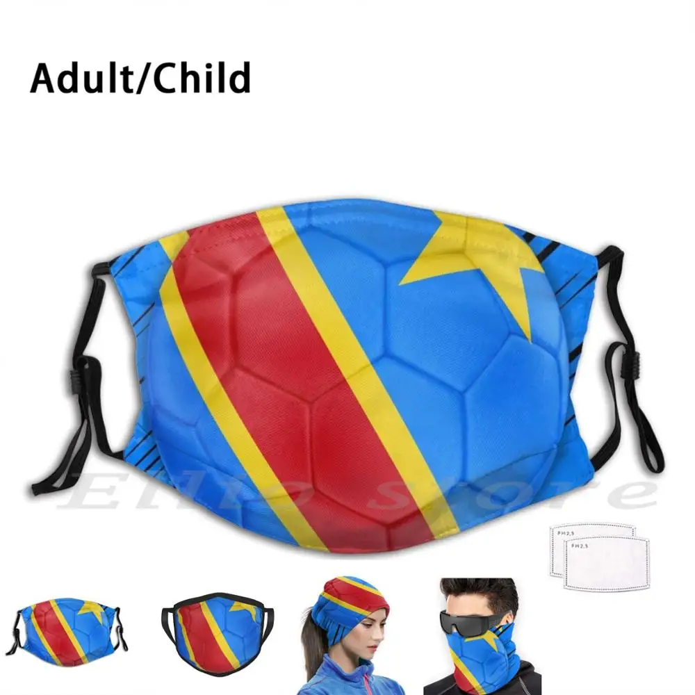 

Congo Football Flag Mask Print Washable Filter Funny Mouth Congo Kinshasa Congo National Flag Competition Football Soccer