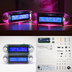 Kit d'horloge numérique LCD multifonction 1602, avec alarme, Vibration, affichage de l'heure, de la température, de la Date et de la semaine 