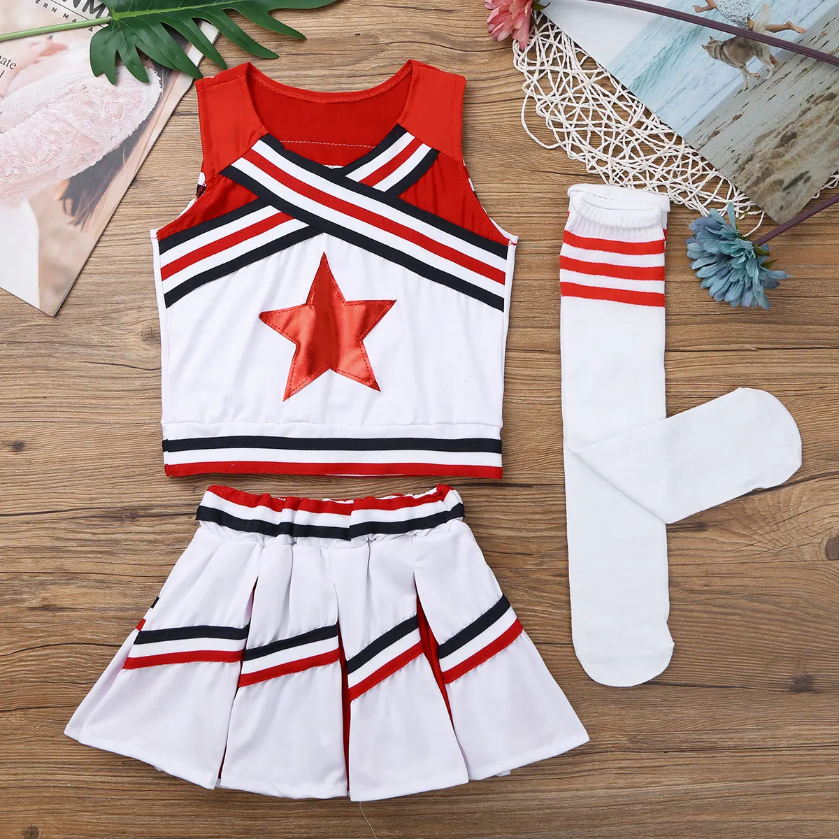 Kids Girls Cheerleader Carnival Stage Dance Costumes Cheerleading