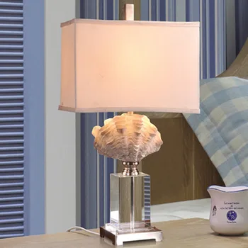 

Luxury Crystal Table Lamp Shell Europe Type Table Lamp for Bedroom The Head of A Bed