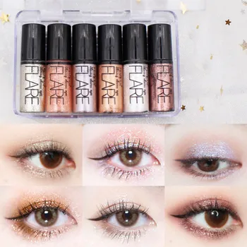 

6pcs Makeup Liquid Eyeshadow Set Metallic Diamond Eye Shadow Holographic 3D Shiny Cosmetic Waterproof Fashion Eye Make Up TSLM1