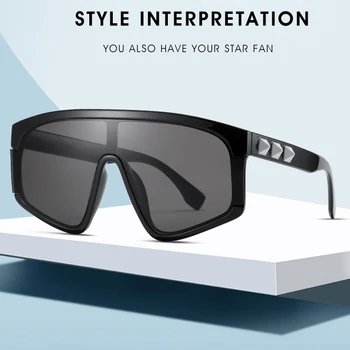 

AOZE 2020 Fashion Rivets Style Fresh Mask Shield Women's Sunglasses Vintage Gradient Design Brand Sunglasses Women ins Popular