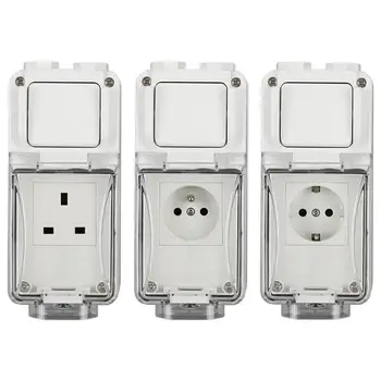 

Waterproof Socket Single Wall Charger Plug IP66 Weatherproof Switch Socket For Swimming Pool Bathroom Kitchen