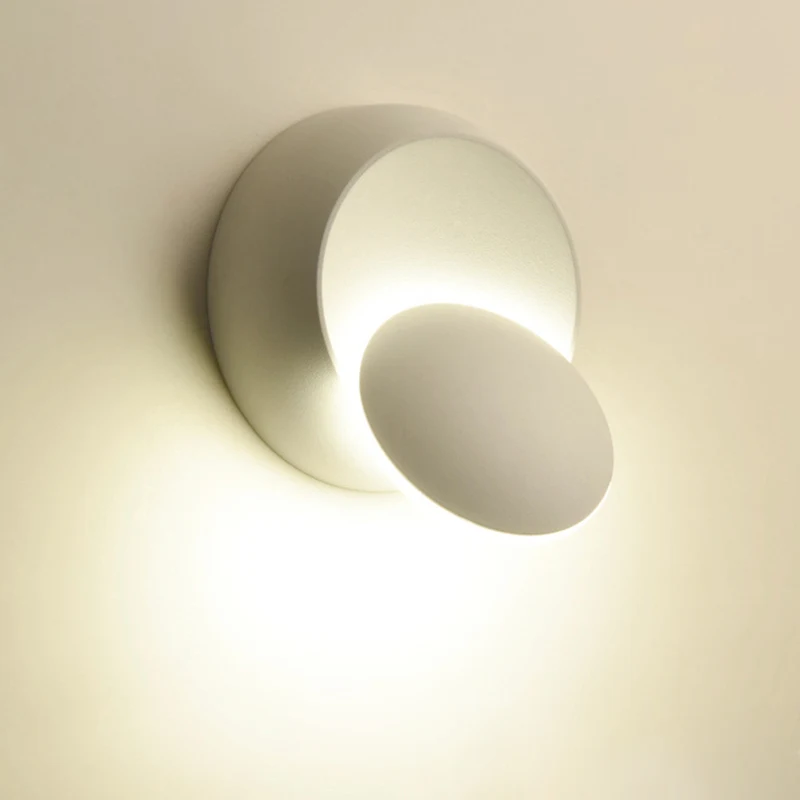 

LED Light Wall Lamp Creative Adjustable Lighting 360 Degree Rotation Round Bedside Lights Simple Aisle Round Lamp Home Decor