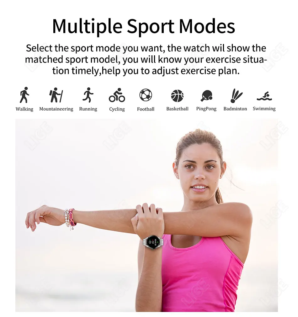 LIGE 2022 New Full Touch Round AMOLED Screen Smart Watch Men Sport Fitness IP68 Waterproof Mens Bluetooth Smartwatch Android iOS