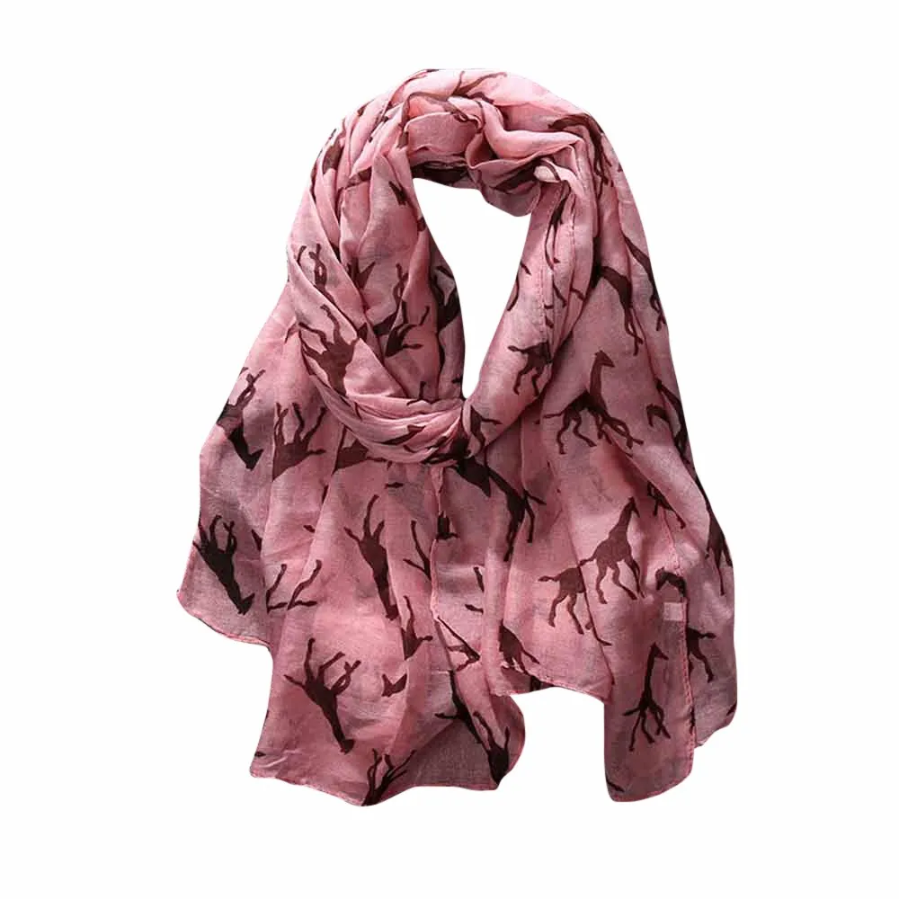 Шелковый атласный шарф с цветочным принтом в стиле ретро, тонкие шали, элегантный женский длинный шарф с рисунком жирафа, теплая шаль