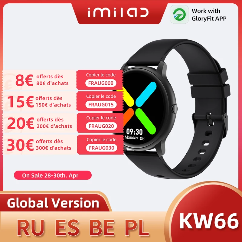 IMILAB Global Version KW66 Smart Watch Man Women Watches Fitness Tracker Waterproof Smartwatch Music Control for iOS Android