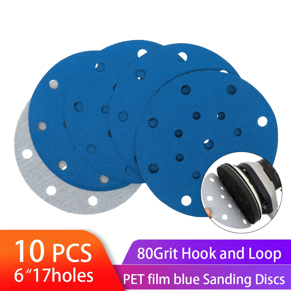 Hook Loop 7 Inch Sanding Discs Wet Dry Sanding Discs Film Sanding Disc Blue Sanding