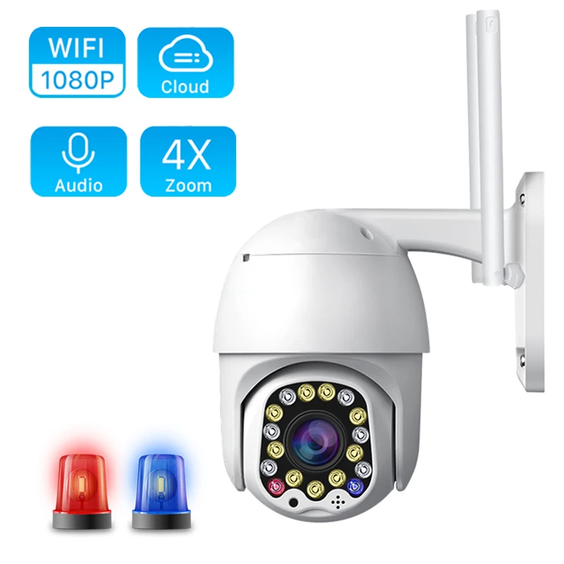 

ORAH 1080P 4X Digital Zoom IP Camera Cloud Wifi PTZ Camera Outdoor 2MP Auto Tracking with Siren Light Home Security CMOS