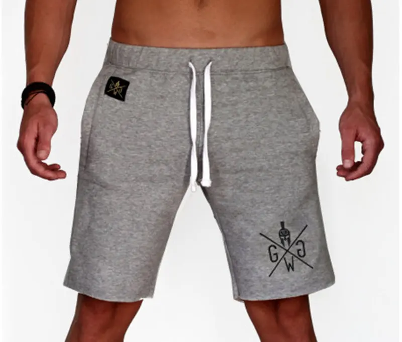 Мужские хлопковые шорты с принтом до середины икры, спортивные тренажеры для фитнеса, бодибилдинга, повседневные пляжные тренировки, брендовые короткие штаны, мужская спортивная одежда, Wh
