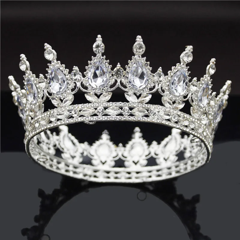 Свадебная Корона, Металлические Хрустальные диадемы и короны, королевская диадема, свадебные украшения для волос, пышные украшения для головы - Окраска металла: Silver White