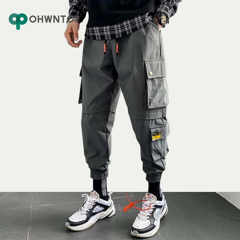 Мужские брюки-шаровары с боковыми карманами для бега, уличная одежда для мужчин, Осенние повседневные спортивные штаны в стиле хип-хоп, мужские брюки, мужские брюки