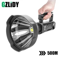 Lampe de poche USB LED puissante, torche portable, projecteur rechargeable, étanche avec base lanterne de pêche, xhp70.2