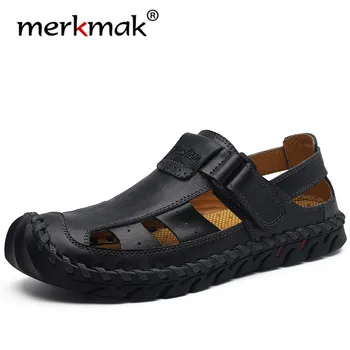 

New Summer Leather Men Sandals Breathable Male Flats Comfortable Men's Beach Slippers Casual Shoes Fashion Man Shoes