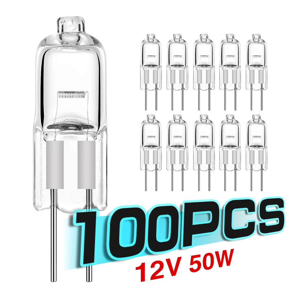 

100PCS G4 halogen led lamp 12v 20w 35W 50w halogen bulb bombillas lampada led lamparas G4 light bulb chandelier spotlight decor