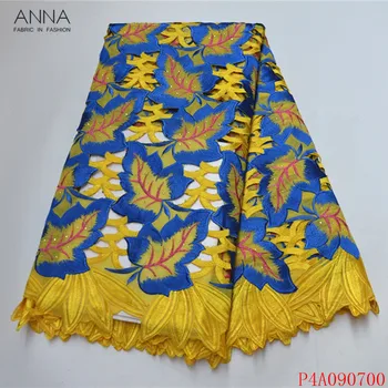 

Anna fashion african dry laces embroidered with stones high quality swiss 100% cotton voile laces fabrics 5 yards/pcs for sewing