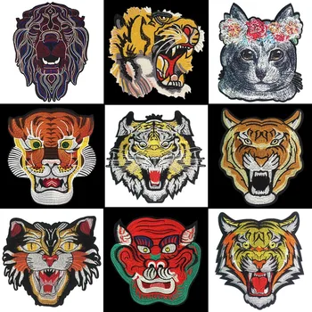 

Mixed Iron On/Sew On Patches For Clothing Embroidery Patch Cat Tiger lion Fabric Badge Stickers For Clothes Jeans Decoration