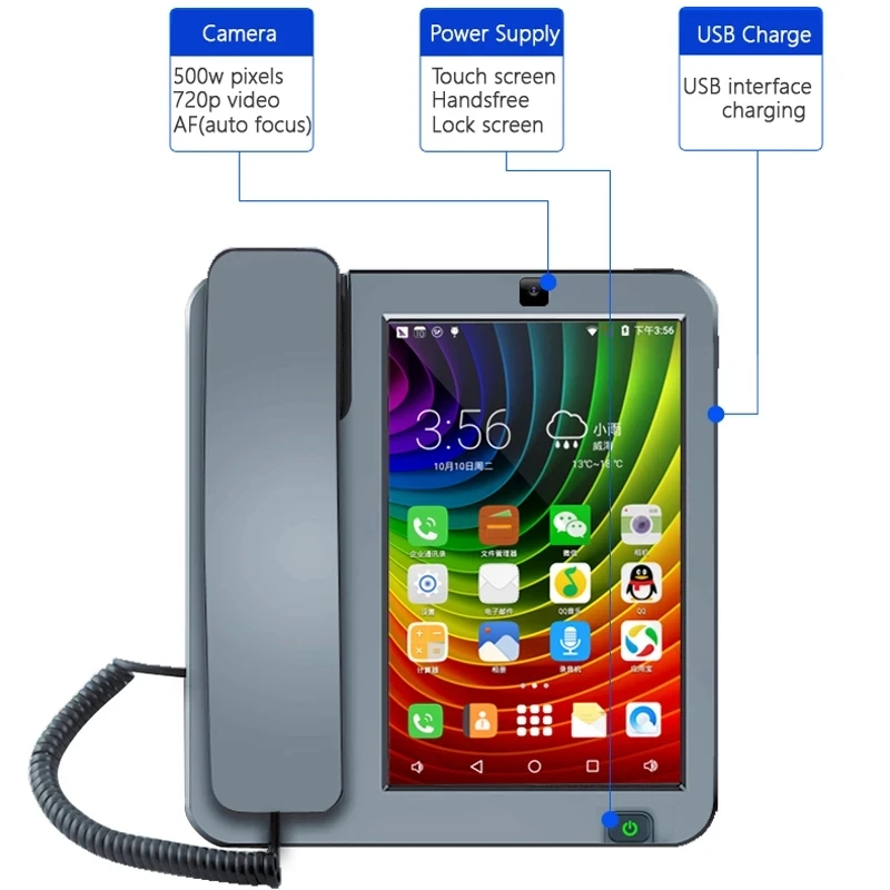 Kt8001 4g Sim Card Android Smart Phone Touch Screen Video Call Telephone With Wifi Recording For Home Business Landline Phones - Communications Parts image