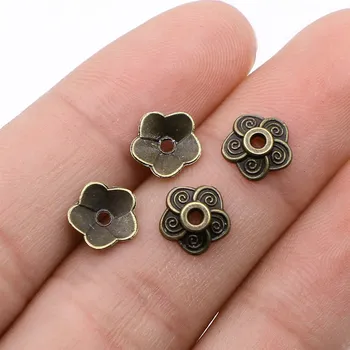 

Wholesale Jewelry Lots Antique Bronze Color 8x8mm Bead Caps Metal Charms Accessories For Women 1000 Pieces