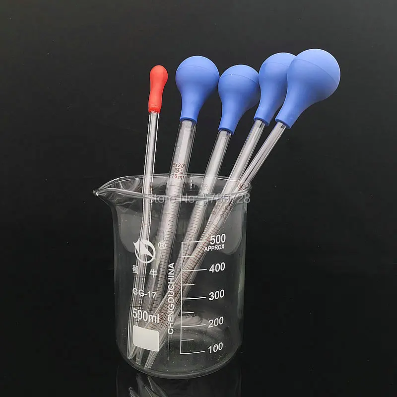 suspicaz banco filosofía Gotero de vidrio con escala, pipeta de vidrio de laboratorio químico con  bola de succión de goma, 10 uds, 1ml, 2ml, 3ml, 5ml, 10ml|Pipeta| -  AliExpress