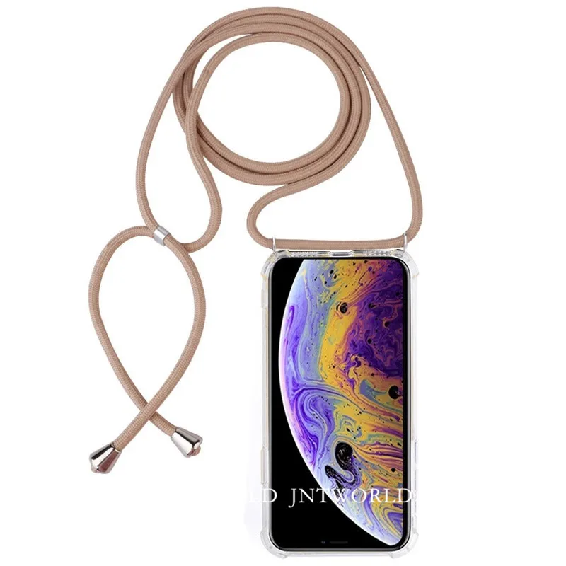 Tan strap С роскошным ремешком через плечо чехол для iPhone прозрачная задняя крышка для iPhone 6 6S XS MAX 7 8 7 Plus 11Pro Max чехол - Цвет: Tan strap
