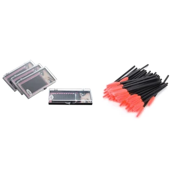 

50 Pieces Disposable Eyelash Brushes Mascara Brush Makeup Tool Type 1 & 4 Tray Individual False Eyelashes Eye Lash Extension