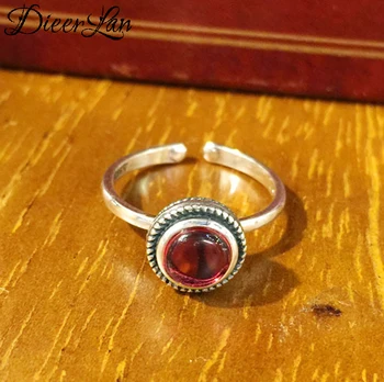 

Personality Vintage 925 Sterling Silver Red Crystal Rings For Women Punk Thai Silver Resizable Size Finger Rings