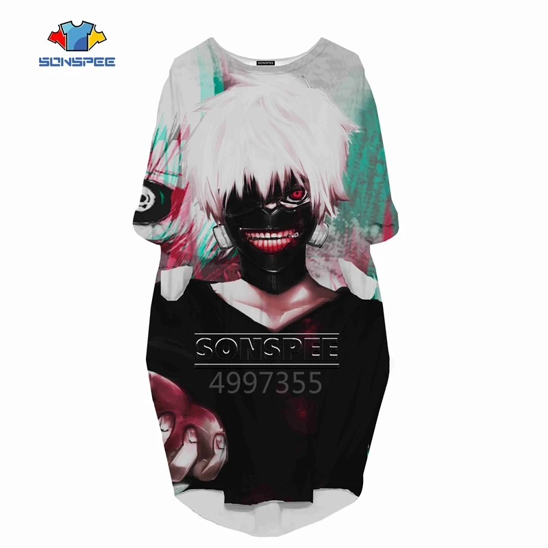 SONSPEE 3D печатных Kirishima Tōka Harajuku женское модное Повседневное платье в стиле хип-хоп высокого качества с длинным рукавом женская одежда для девочек L17