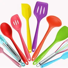 Цветной набор кухонных принадлежностей из силикагеля, 10 антипригарных кастрюль, посуда для тортов, кухонные принадлежности