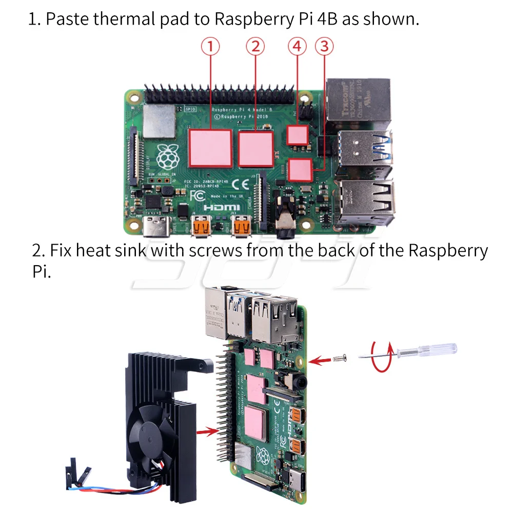 Ventilador de Refrigeração Cnc com Velocidade Ajustável Pwm Sink Kit Silencioso Ventilador para Raspberry pi b Não Inclui Placa pi Acessórios p/ quadro de demonstração - Imagem 5