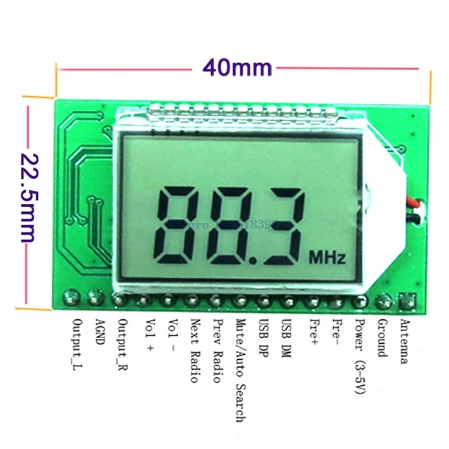 

A7-- FM Radio Module Serial Port Frequency Modulation Wireless Audio Receiver Board 3-5V 40mA UART Stereo 500mW 87.0MHz-108.0MHz