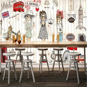 

milofi custom large wallpaper mural retro wood grain wood tooling restaurant background wall