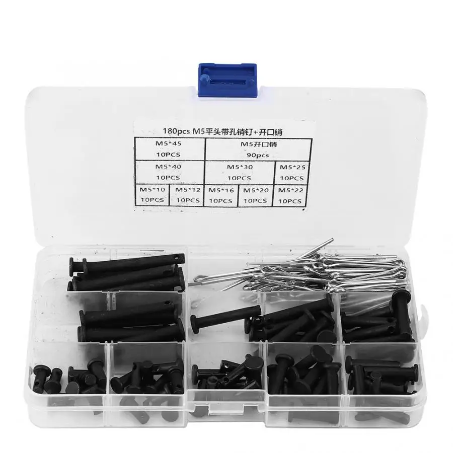 

Cotter Pins 90Pcs Flat Dowel Pins + 90Pcs M5 Cotter Pins with Storage Box Fastener Installation Accessories