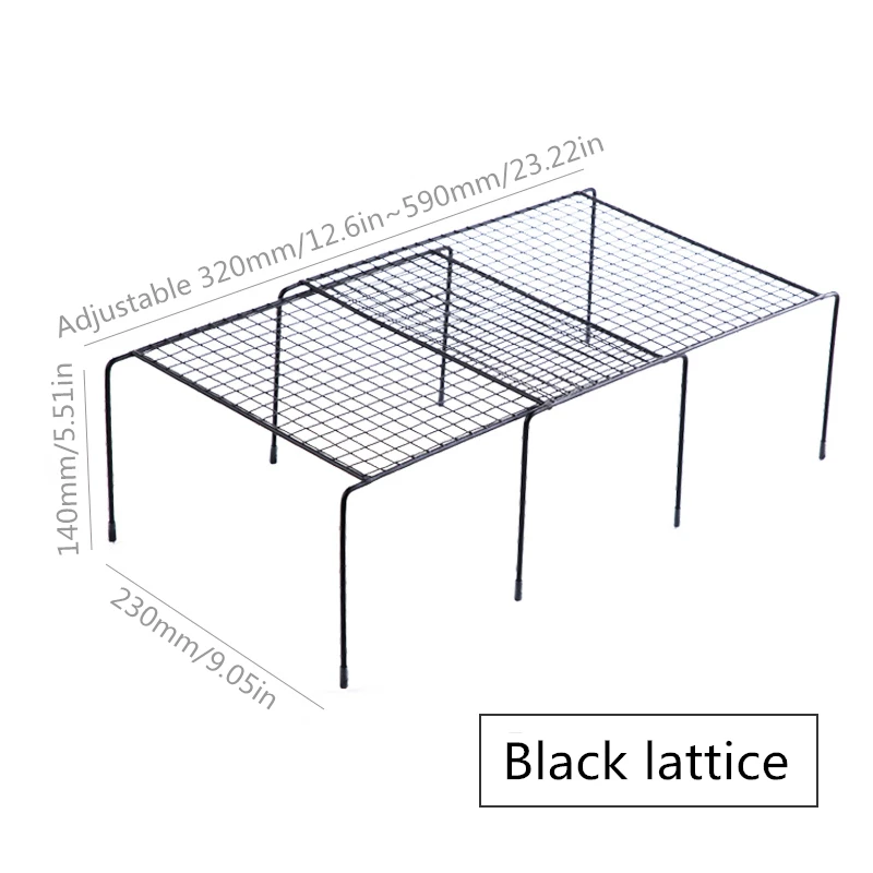 Регулируемая кухонная стойка для хранения, кухонный шкаф, полка для хранения, кухонный органайзер, шкаф для обуви, органайзеры, экономия места - Цвет: Black lattice