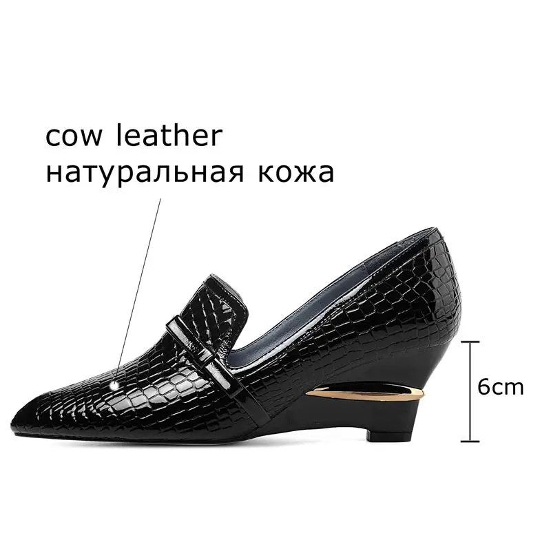 ALLBITEFO/вечерние женские туфли из натуральной кожи на танкетке; офисные женские туфли на высоком каблуке из змеиной кожи; женская обувь на высоком каблуке