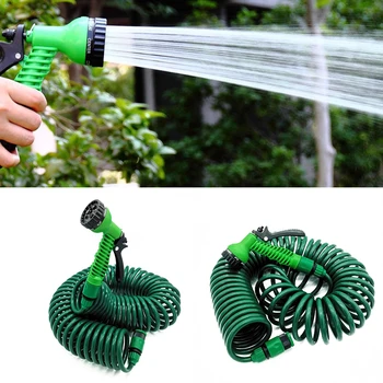 

EVA Latex Feet Expanding Flexible Garden Water Hose With Spray Nozzle Green Use