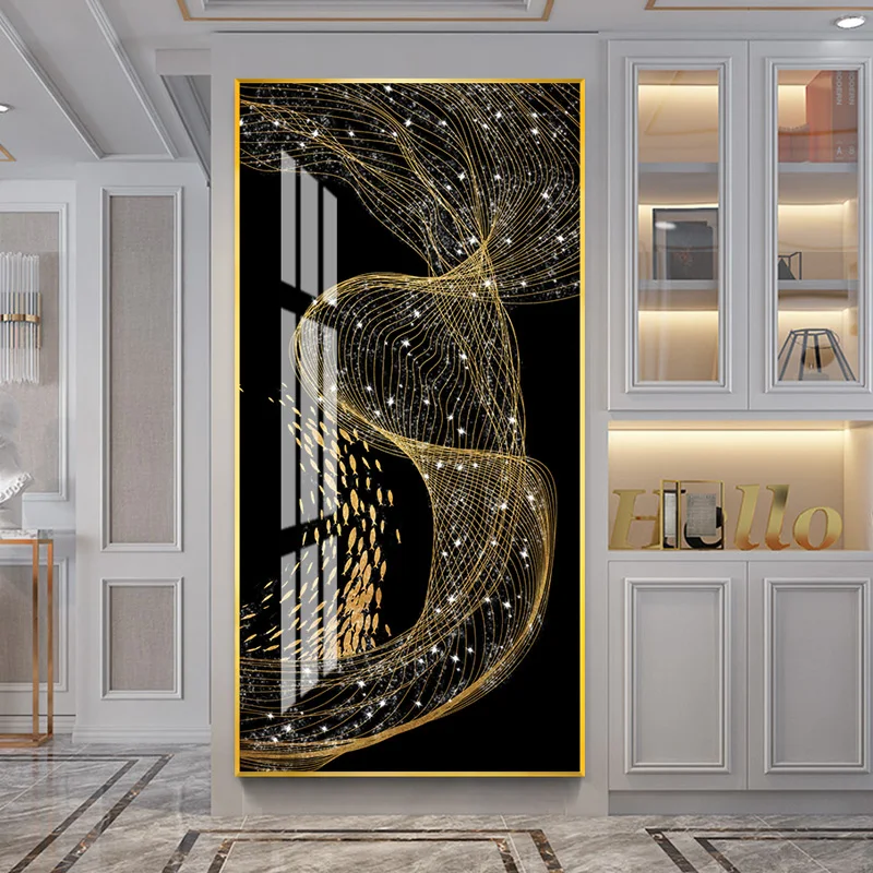 

Stars Golden line Paintings 5D Crystal Porcelain Painting Golden fish Diamond inlay Painting Living room High-grade Home Decor